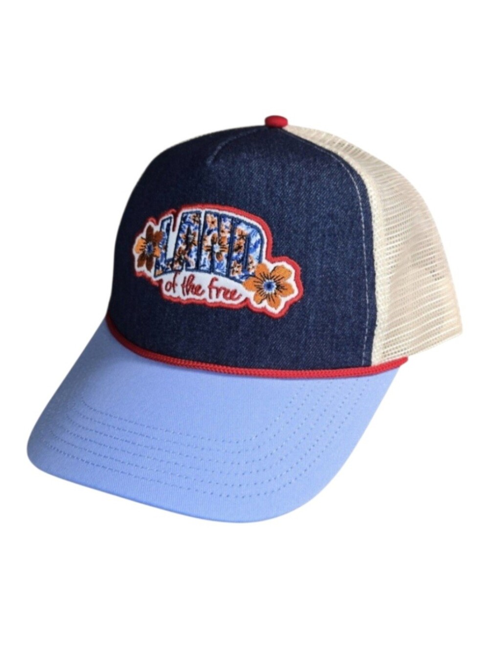 Patriotic Land of the Free Trucker Snapback Hat for Women in Red/White/Blue NWT!